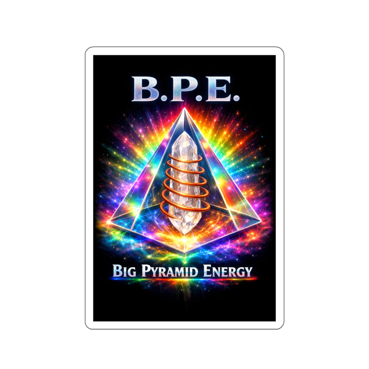 B.P.E. Big Pyramid Energy Crystal — Die-Cut Sticker
