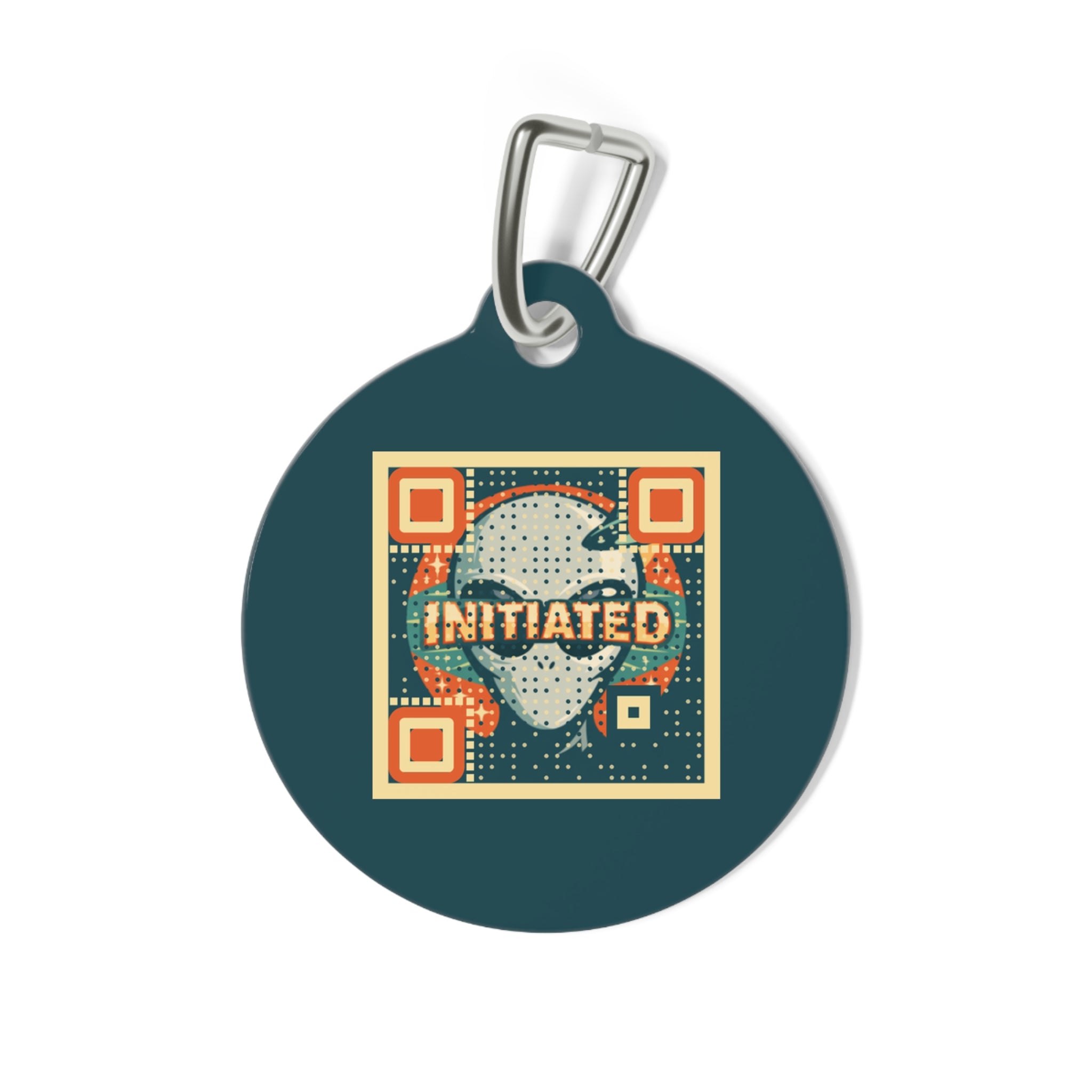 Alien "Initiated" Pet Tag — Retro UFO Dog/Cat ID Tag