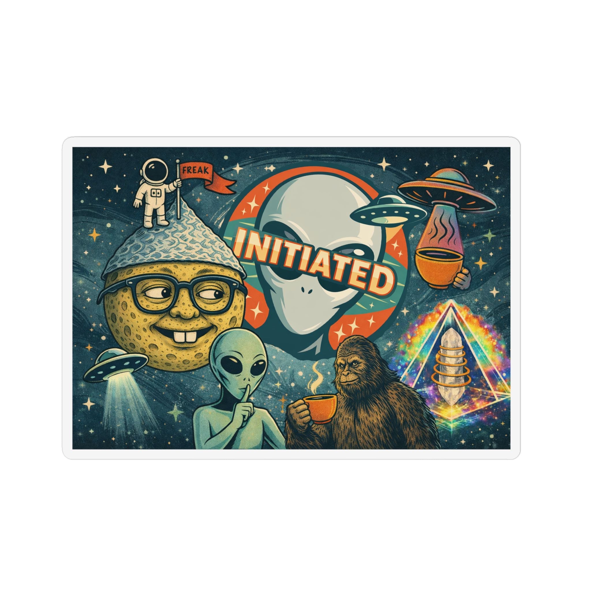 Initiated Friends Cartoon Space Oddities Graphic Magnet